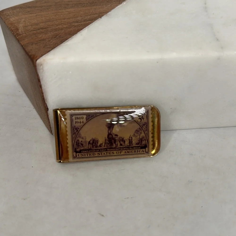 1944 USPS 3 Cent Metal Money Clip Transcontinental Railroad Lot M9